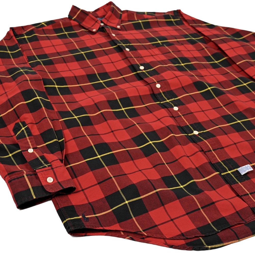 Vintage Y2K Polo Ralph Lauren The Big Oxford Shirt Mens Large Plaid Button Down